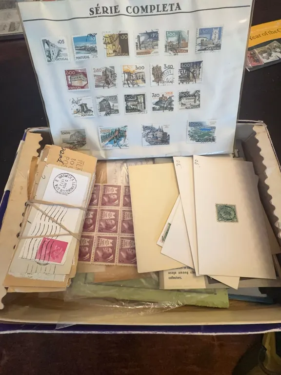 Worldwide Postage Stamps Collection in Moir’s Diplomat Chocolate Box