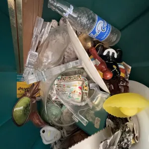 Lot: Decorative Items, Glassware, Figurine, Trinket Tray