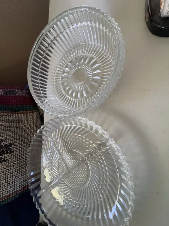 Clear Pressed Glass Serving Bowls, One with Divider