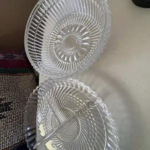 Clear Pressed Glass Serving Bowls, One with Divider