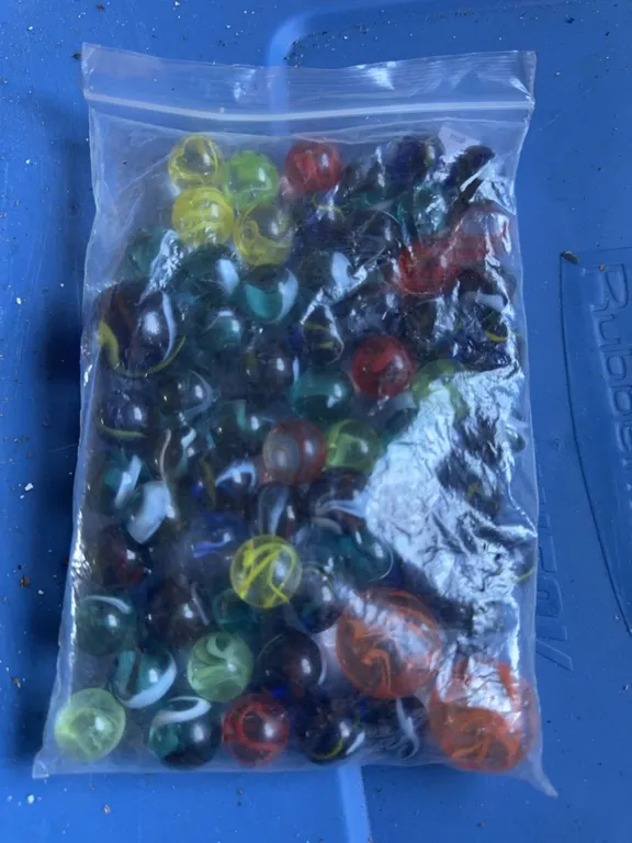 Bag of Assorted Glass Marbles with Coloured Swirls