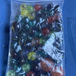 Bag of Assorted Glass Marbles with Coloured Swirls