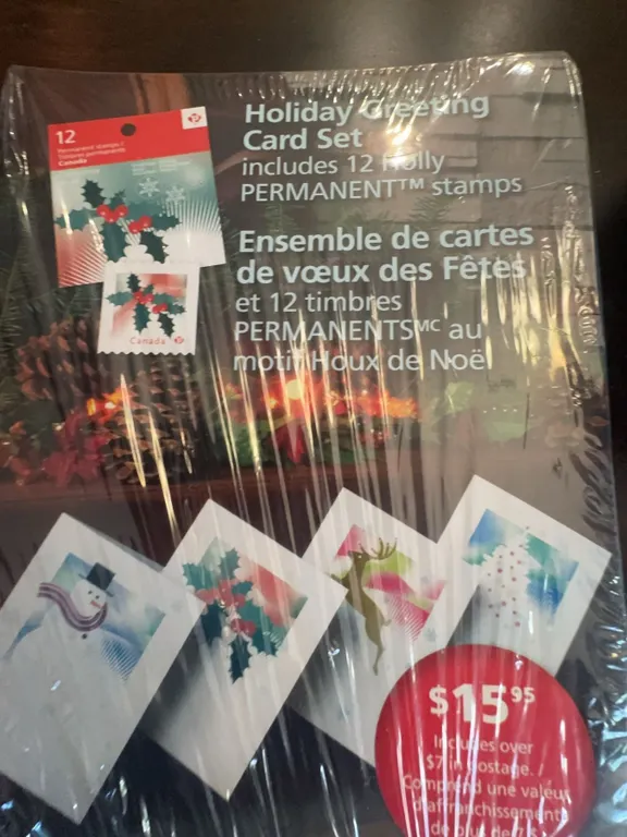 Canada Post Holiday Card Set With 12 Stamps and Envelope of Assorted Canadian Stamps