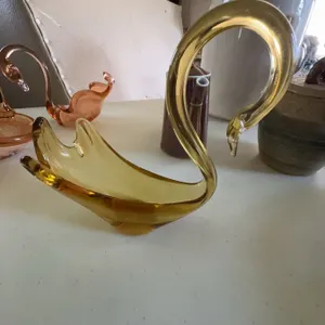 Altaglass Hand Made Amber Glass Swan, Medicine Hat Alberta