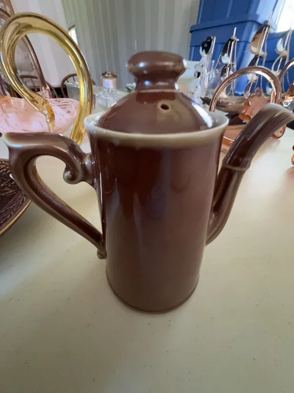 Vallauris France Pottery Coffee Pot Brown Glaze