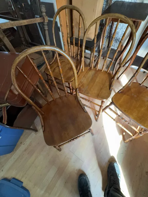 4 Wooden Windsor-Style Dining Chairs