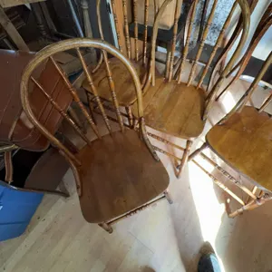 4 Wooden Windsor-Style Dining Chairs