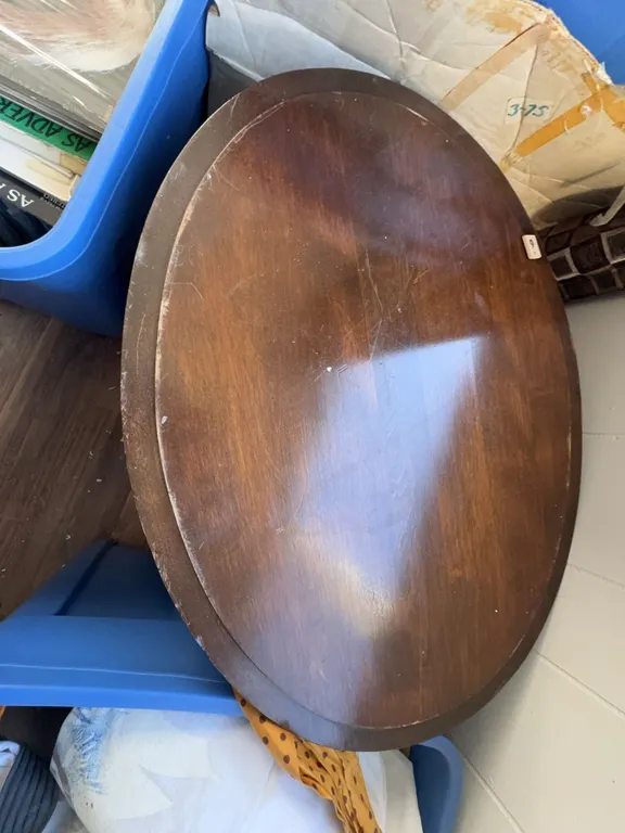Round Wooden Side Table with Three Legs