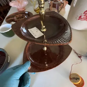 Mid-Century Medalta Pottery Two-Tiered Brown Serving Tray