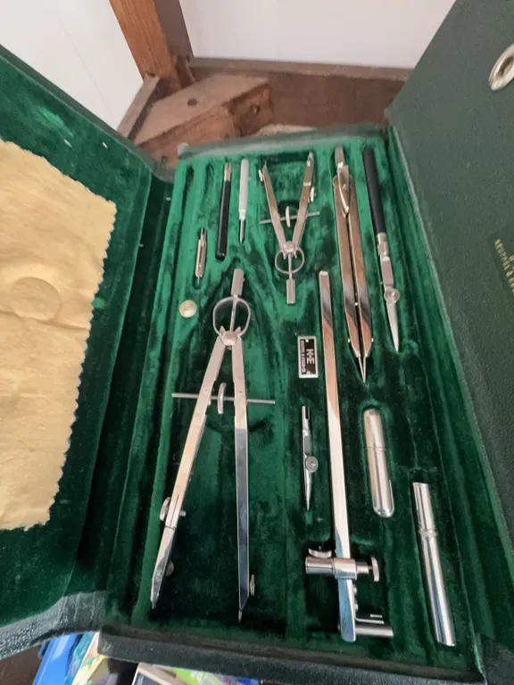 KEUFFEL & ESSER Drafting Set in Green Velvet-Lined Case