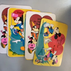 4 Vintage Mickey Mouse Valentine post Cards