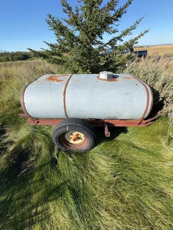 Steel Water or Fuel Storage Tank on Two-Wheel Trailer