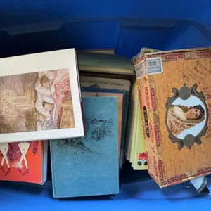 Vintage Hardcover and Paperback Books with La Palina Cigar Box