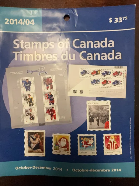Canada 2014/04 Stamp Collection Sheet, NHL & Holiday Themes, 8 Stamps