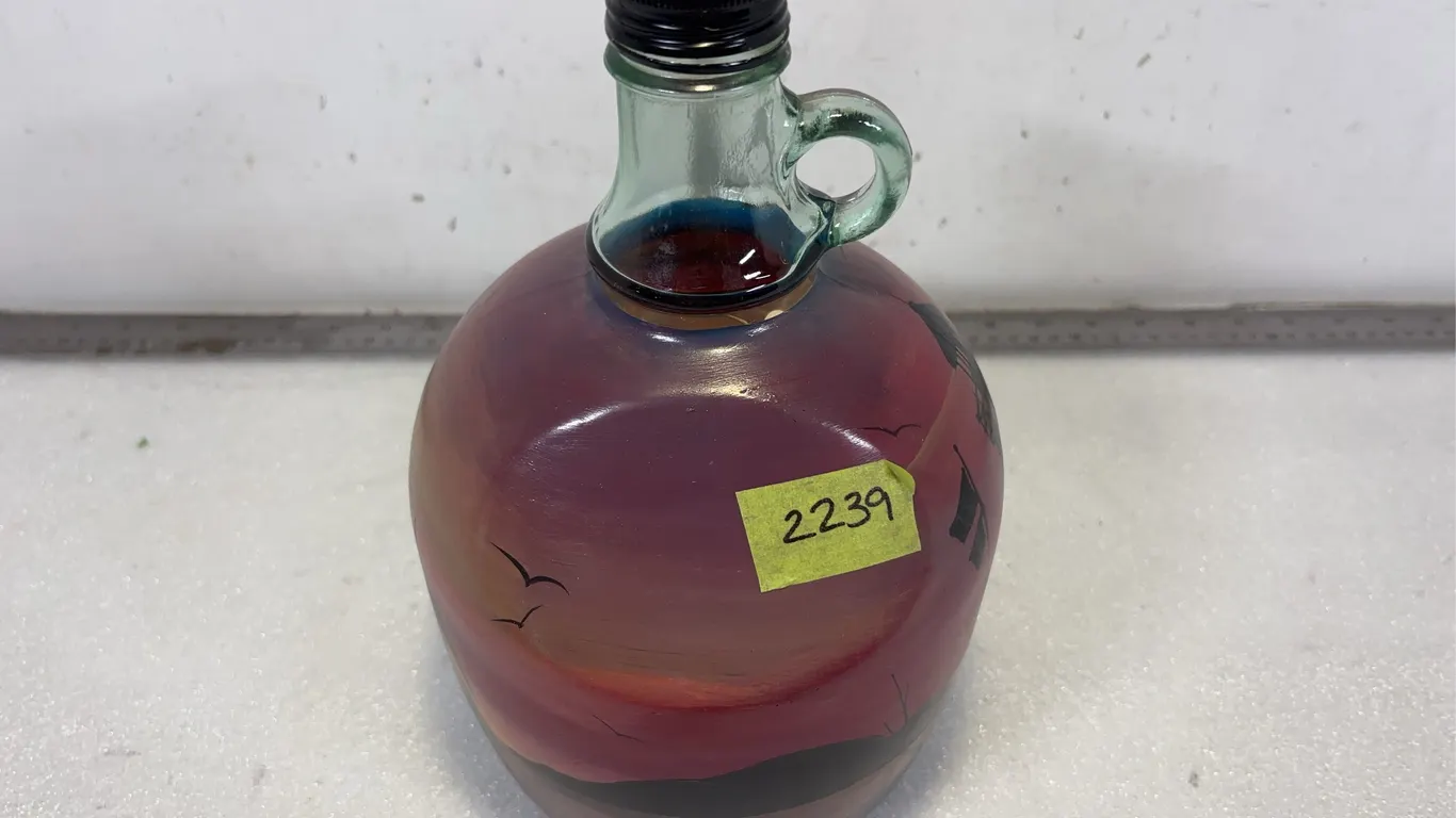Hand Painted Glass Jug, Approx. 6"x11" *Unreserved*