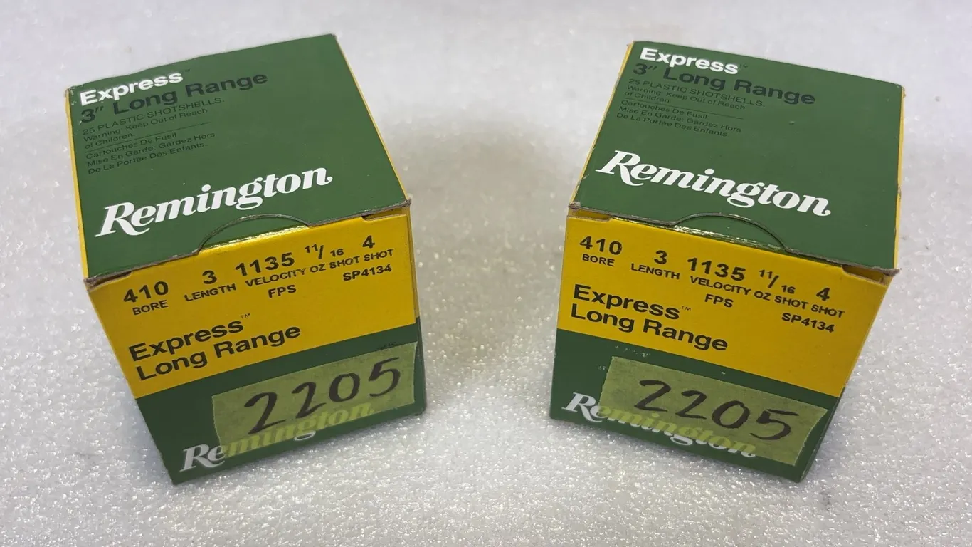 2 - Boxes of Remington Express Long Range .410 Ga Shells, Approx. 25 Shells Per Box *Unreserved*