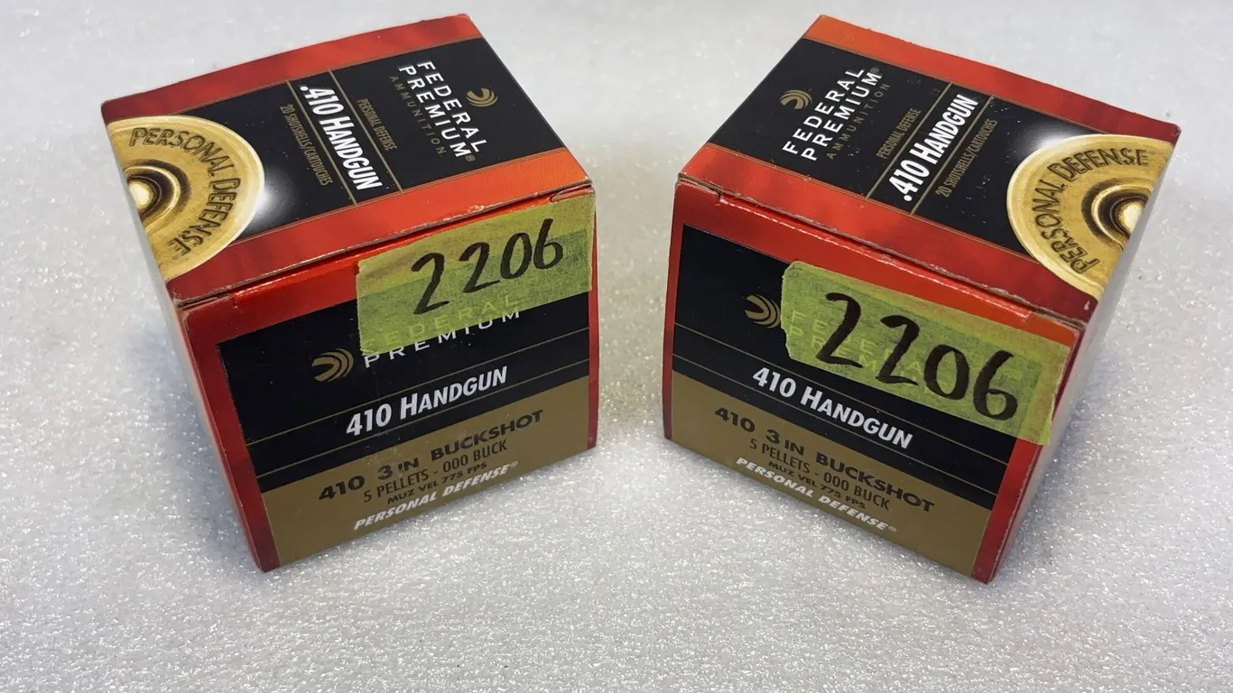 2 - Boxes of Federal Premium Personal Defense .410 Ga Buckshot Handgun Shells, Approx. 20 Shells Per Box *Unreserved*