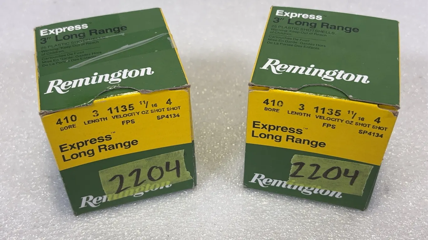 2 - Boxes of Remington Express Long Range .410 Ga Shells, Approx. 25 Shells Per Box *Unreserved*
