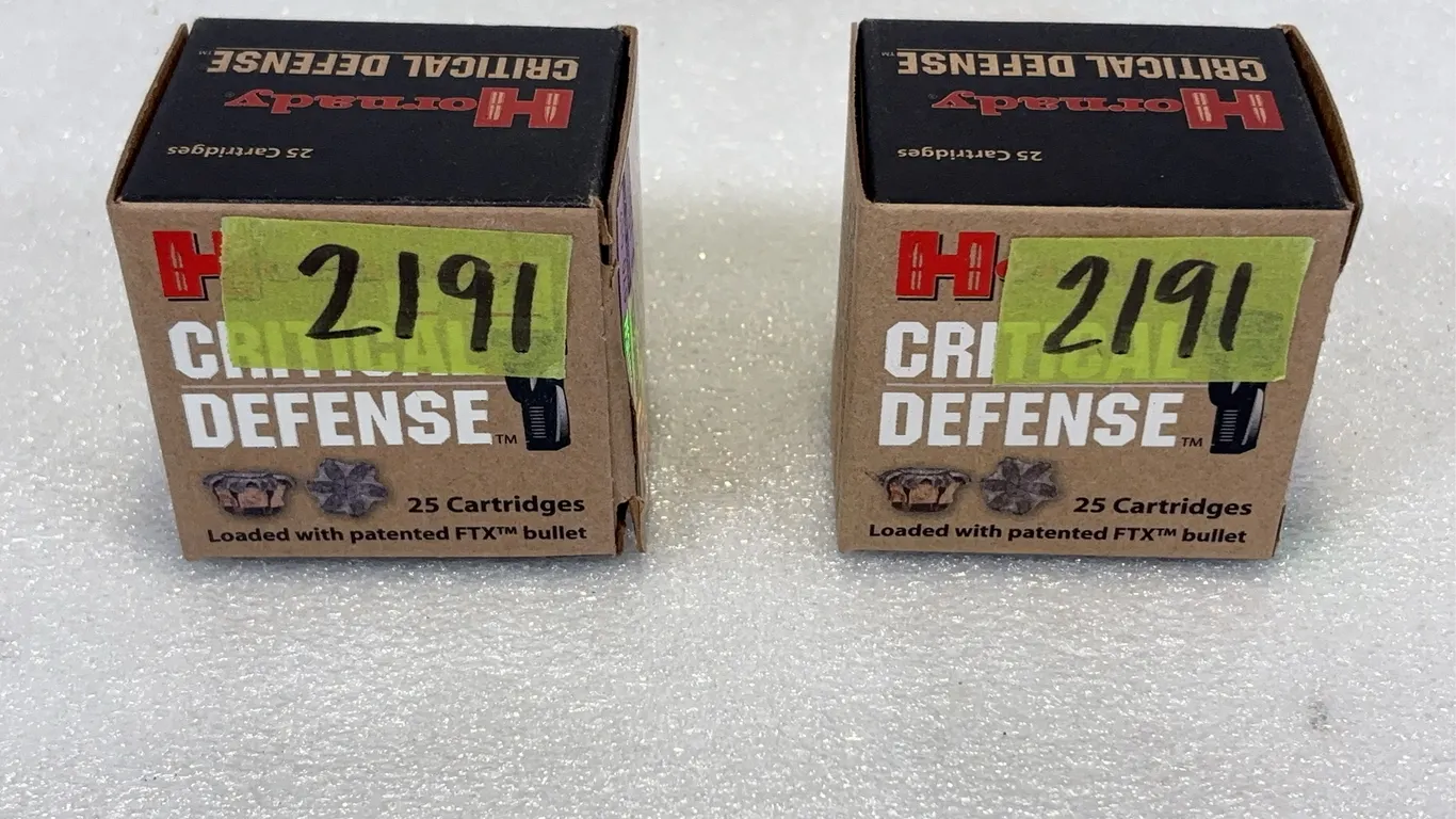 2 - Boxes of Hornady Critical Defense .38 Cal SPCL +P, Approx. 25 Rounds Per Box *Unreserved*