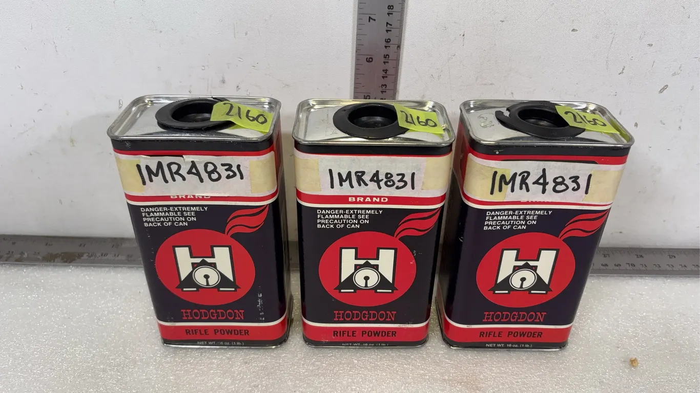 3 - Cans of Hodgdon 4831 Rifle Powder, Approx. 6"x4" *Unreserved*