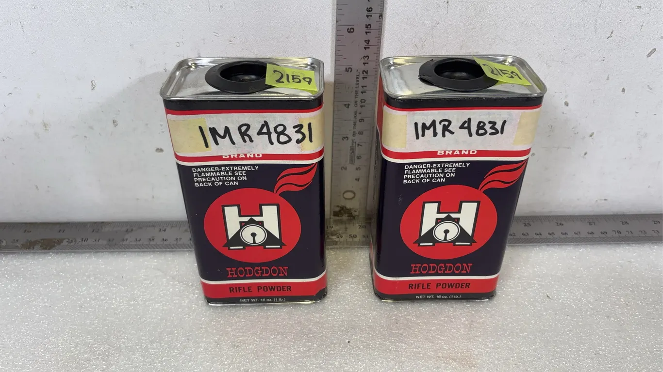 2 - Cans of Hodgdon 4831 Rifle Powder, Approx. 6"x4" *Unreserved*