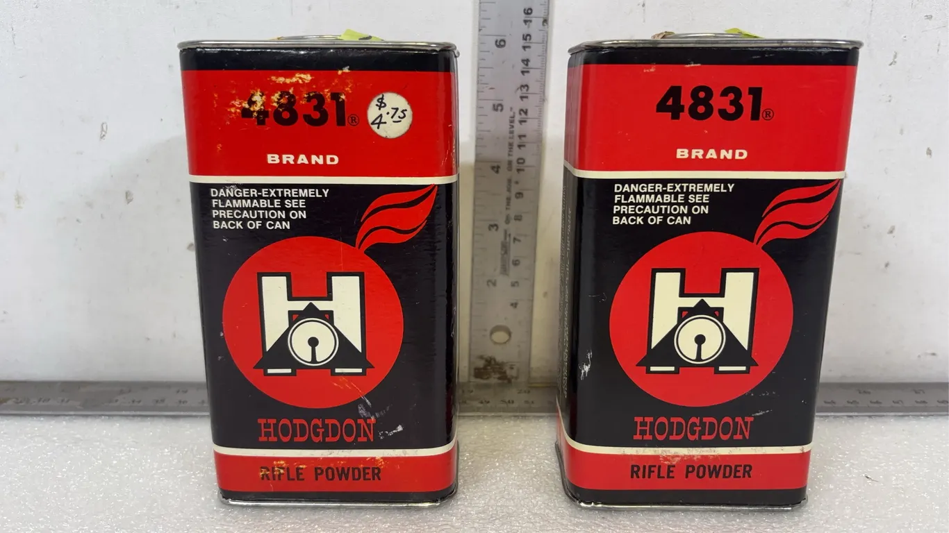 2 - Cans of Hodgdon 4831 Rifle Powder, Approx. 6"x4" *Unreserved*