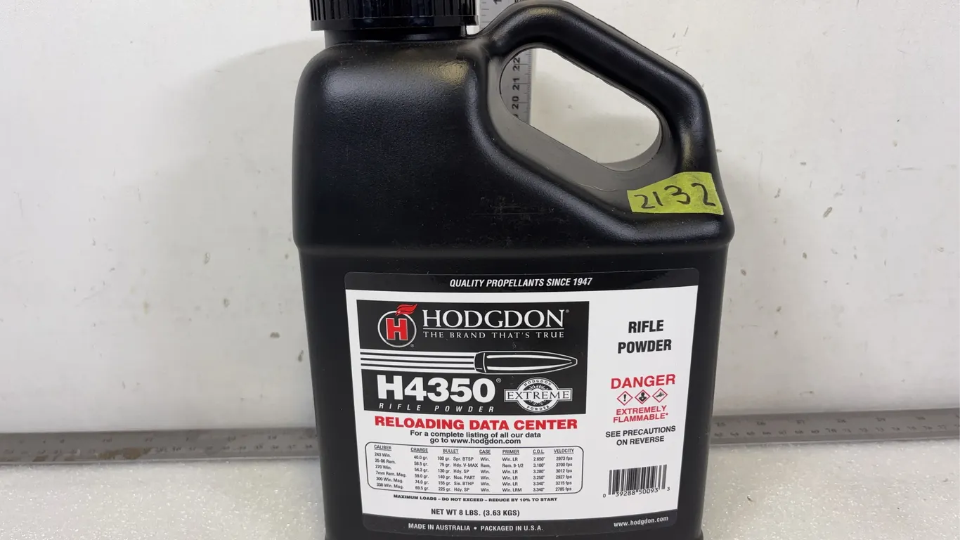 Hodgdon H4350 Rifle Powder, Approx. 11"x5" *Unreserved*