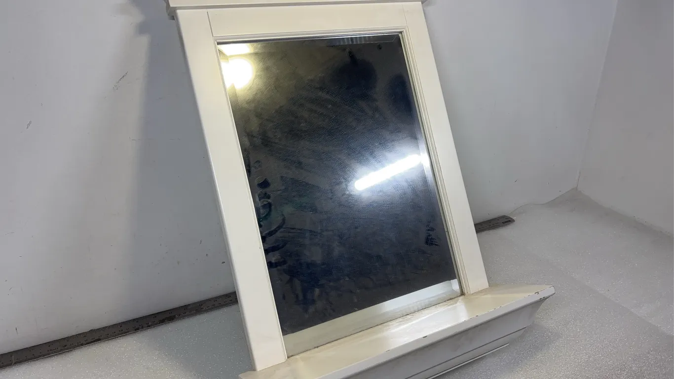 Hanging Wall Mirror w/ Shelf and White Crown Frame, Approx. 24"x16"x6" *Unreserved*