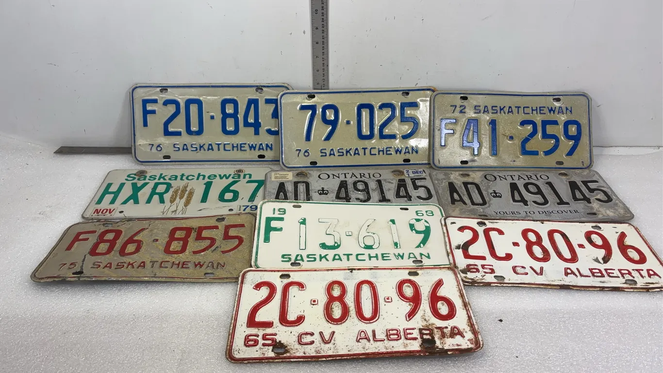 Vintage AB, Sask, Ontario Collectible License Plates, Approx. 10 pce *Unreserved*
