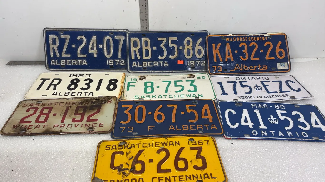 Vintage Sask, AB Collectible License Plates, Approx. 9 pce *Unreserved*