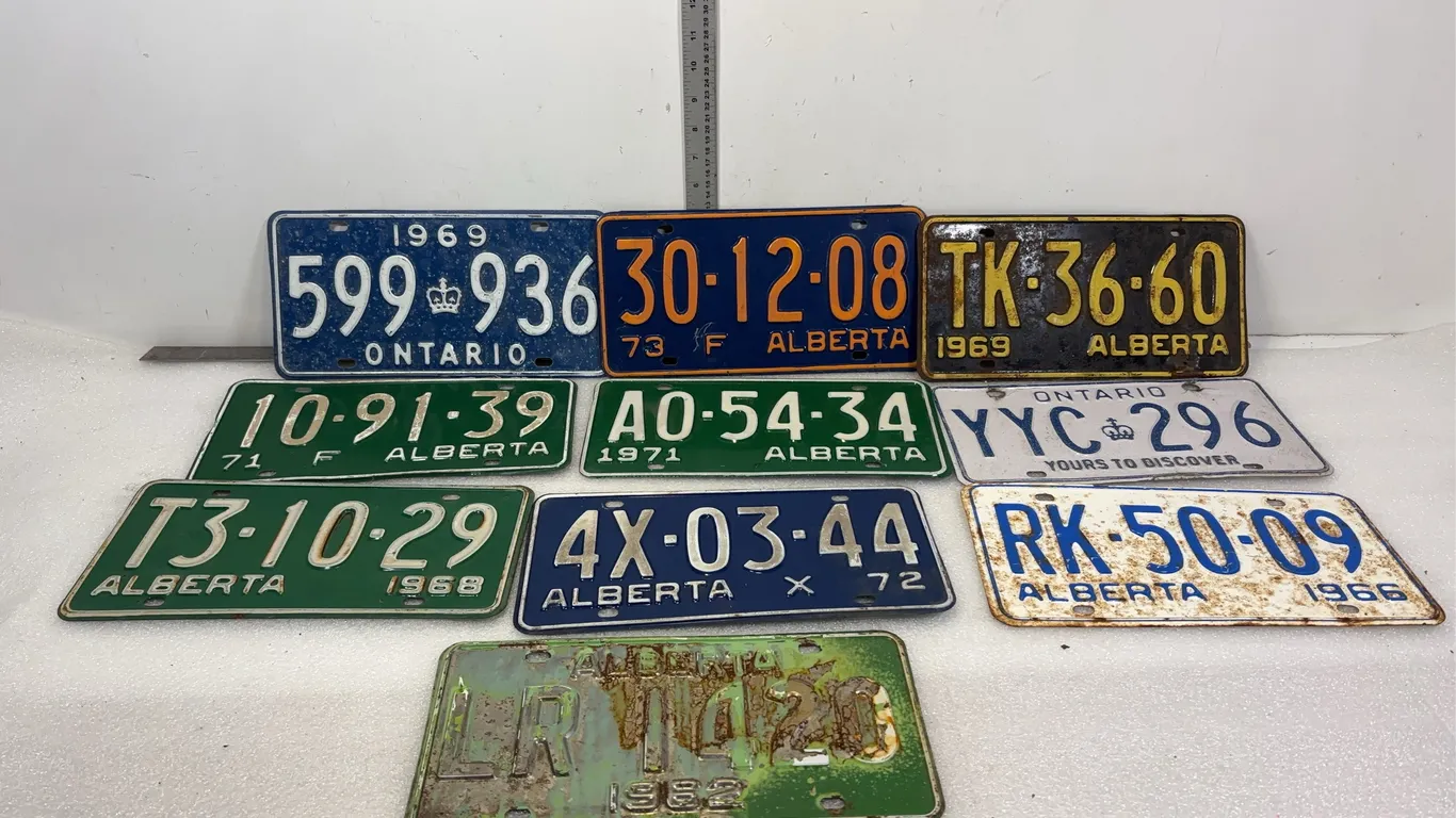Vintage AB, Ontario Collectible License Plates, Approx. 10 pce *Unreserved*