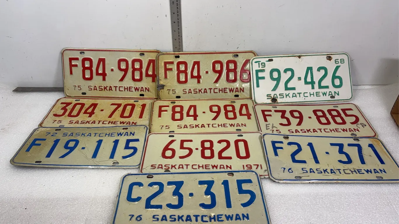 Vintage Sask, AB Collectible License Plates, Approx. 9 pce *Unreserved*