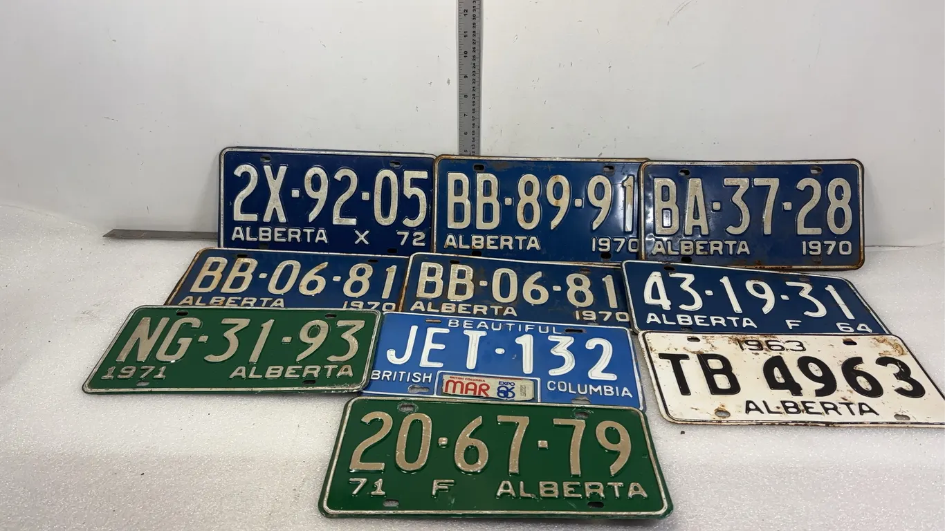 Vintage AB Collectible License Plates, Approx. 11 pce *Unreserved*