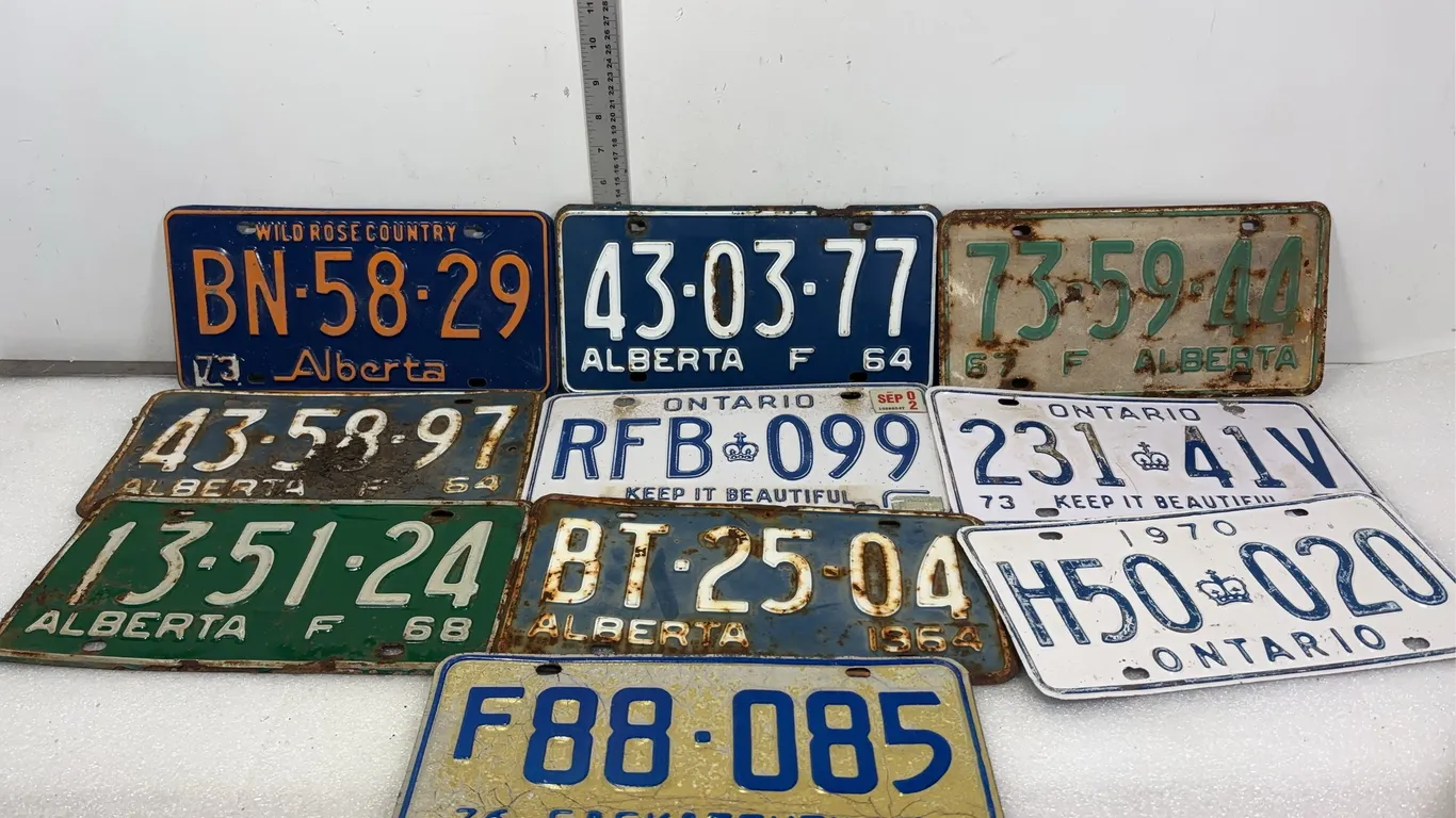 Vintage AB, Ontairo, Sask Collectible License Plates, Approx. 10 pce *Unreserved*