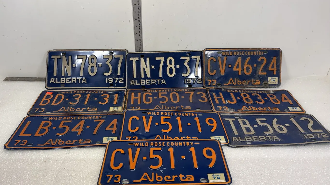 Vintage AB Collectible License Plates, Approx. 10 pce *Unreserved*