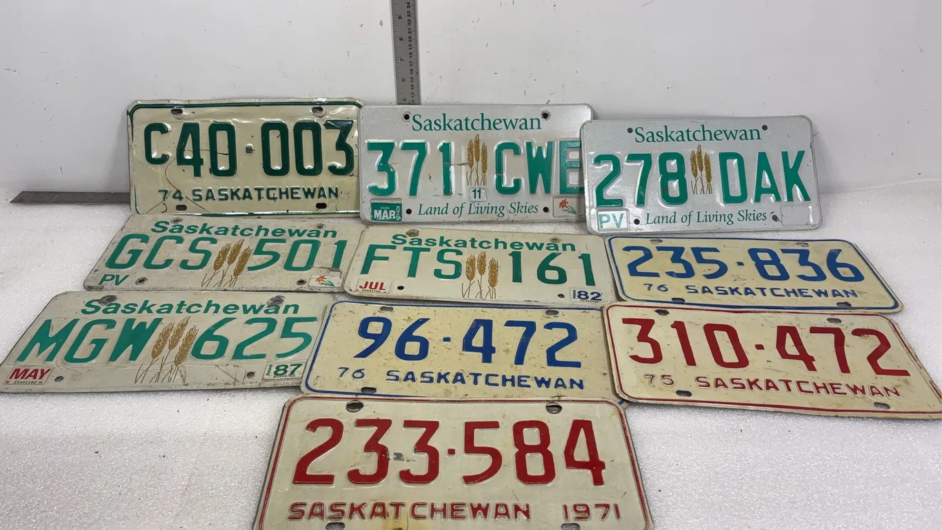 Vintage Sask Collectible License Plates, Approx. 10 pce *Unreserved*