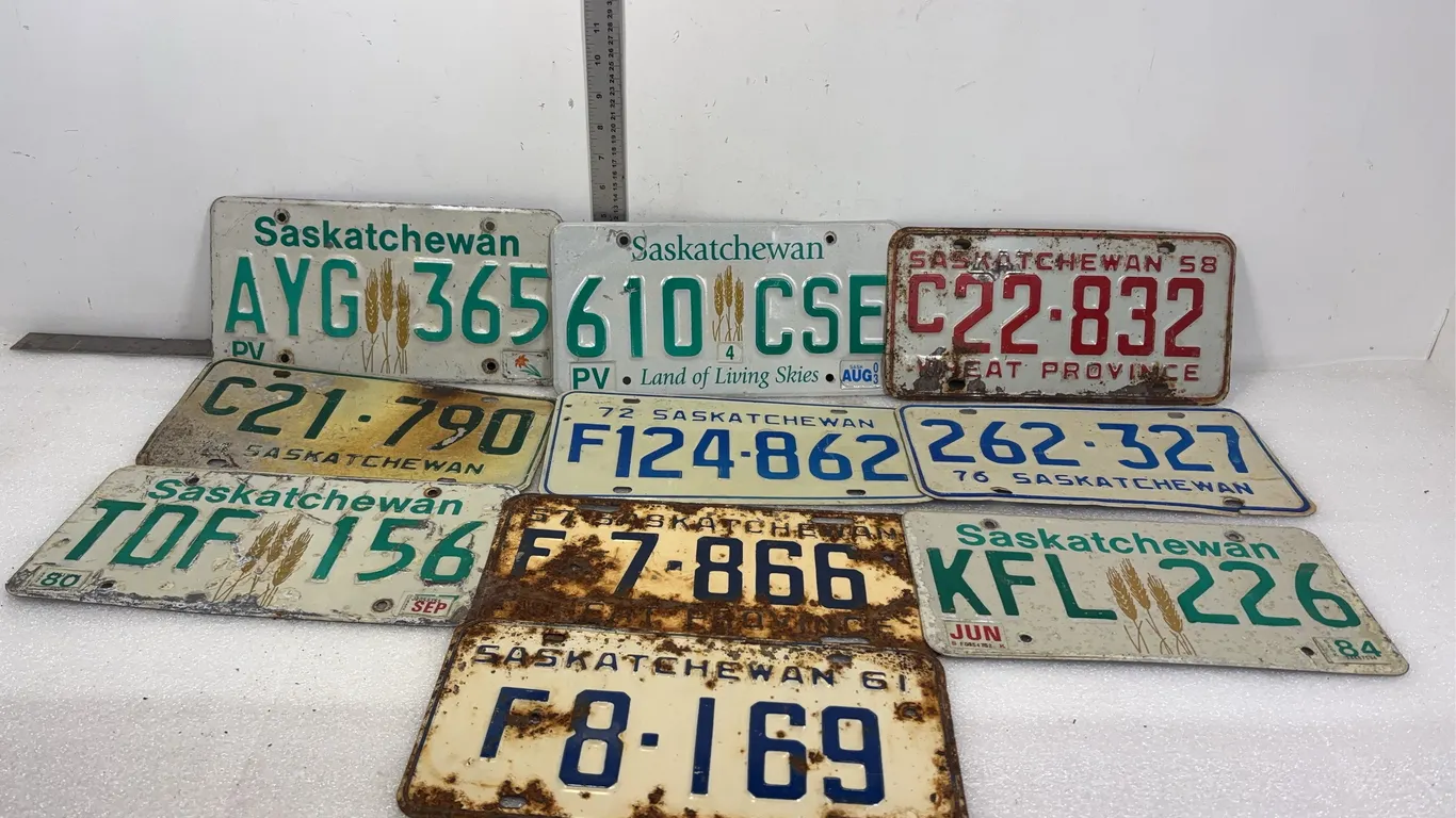 Vintage Sask Collectible License Plates, Approx. 9 pce *Unreserved*