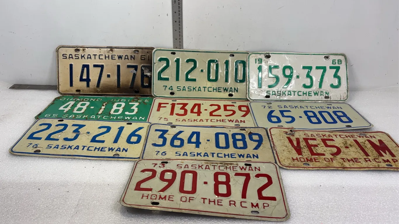 Vintage Sask Collectible License Plates, Approx. 10 pce *Unreserved*