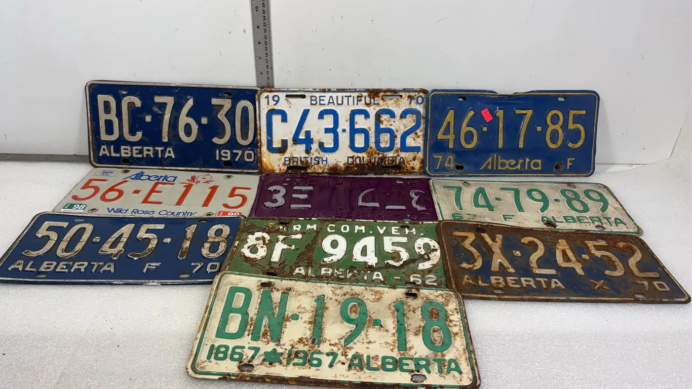 Vintage AB Collectible License Plates, Approx. 10 pce *Unreserved*