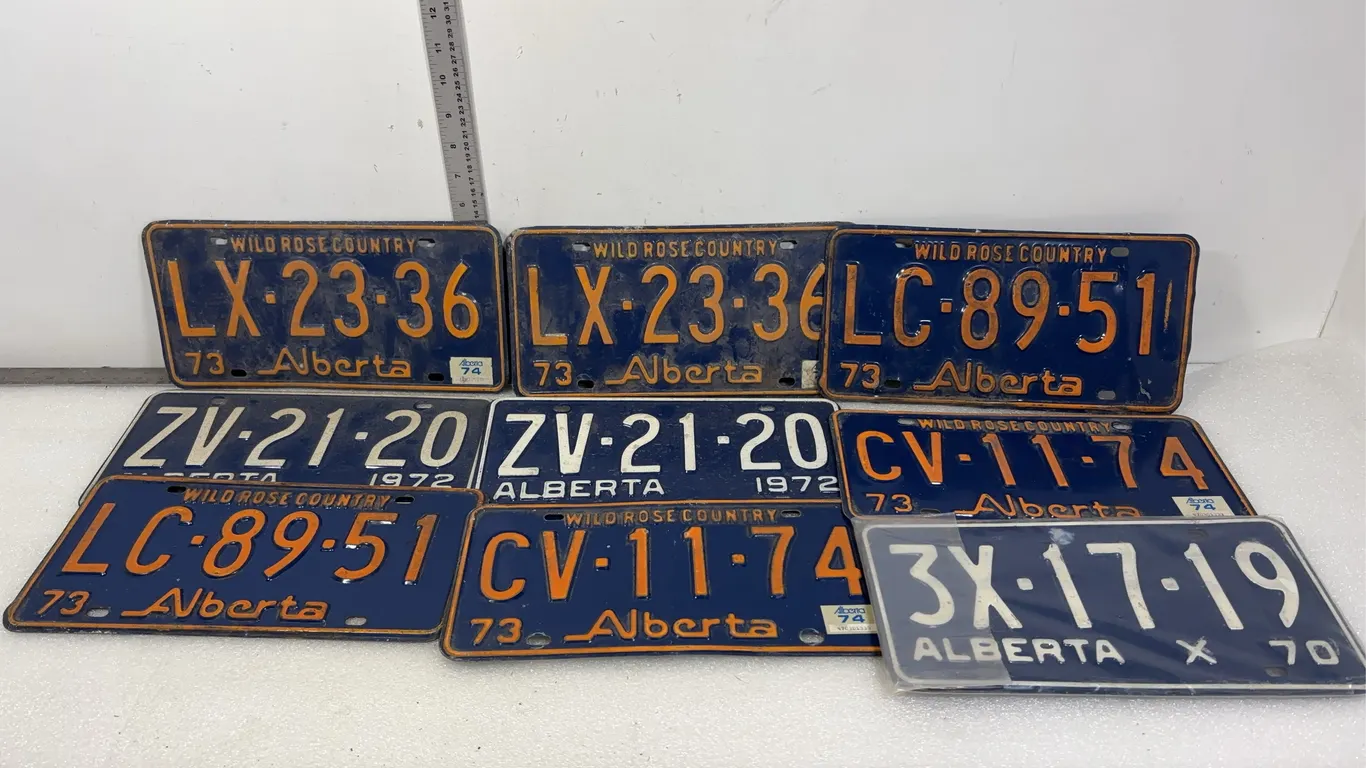 Vintage AB Collectible License Plates, Approx. 9 pce, *Unreserved*