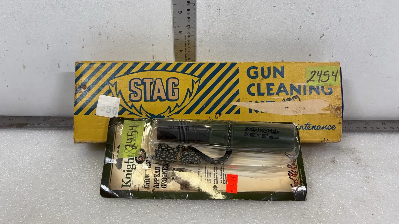 STAG Brand Gun Cleaning Kit Approx. 7 pce, 13"x4"x2" and Knight & Hale EZ-Grunter-er for Deer Hunting, Model KH1001, Approx. 7"x1&