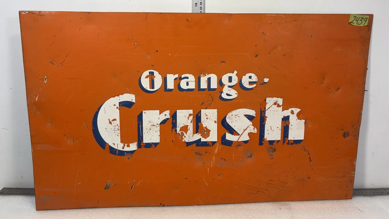 Vintage Orange Crush Sign, Approx. 31"x18" ,*Unreserved*