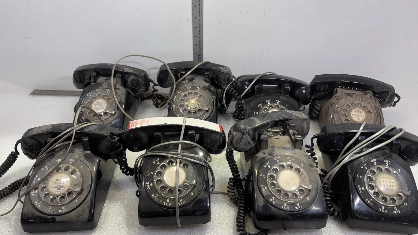 Box of Vintage Northern Electric Desk Rotary Telephones, Approx. 9"x8"x5", Approx. 14 pce, *Unreserved*