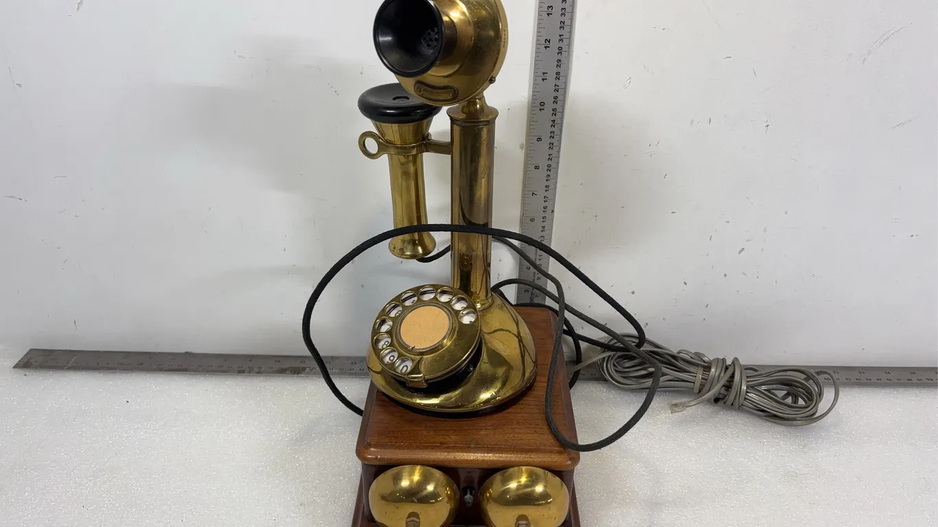 Vintage Brass Candlestick Rotary Dial Telephone, Approx. 10"x7"x15" *Unreserved*