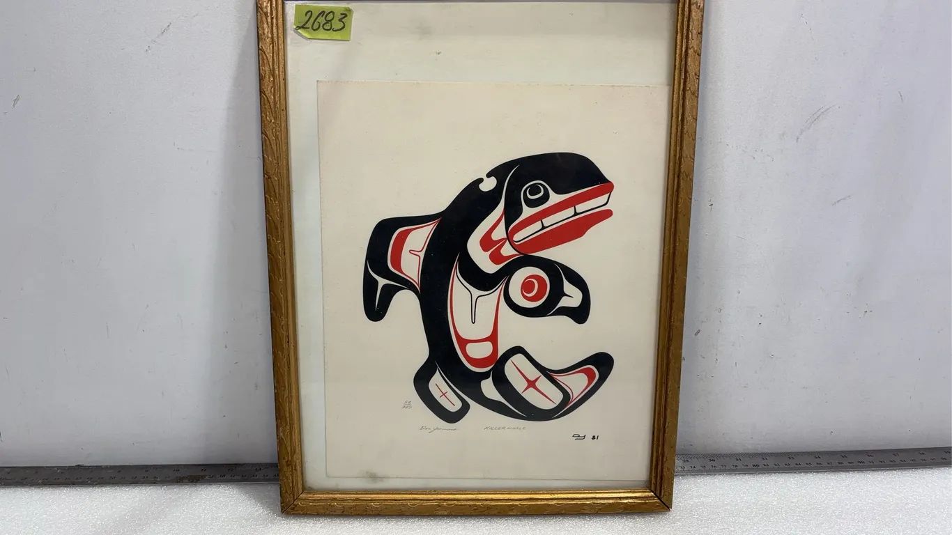 Indigenous Killerwhale Print with Frame, Approx. 18"x14" *Unreserved*