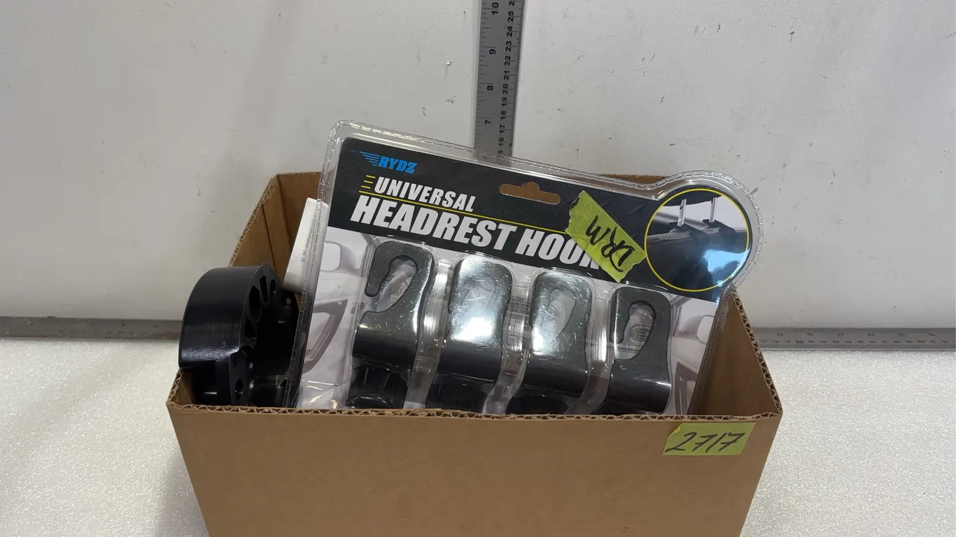Rydz Brand Universal Headrest Hook Set, Approx. 4 pce Holds up to 20Lb, Suspension Lift Spacers Approx. 3 pce 3 Bolts 5" Diametre, Bag of Bolts an