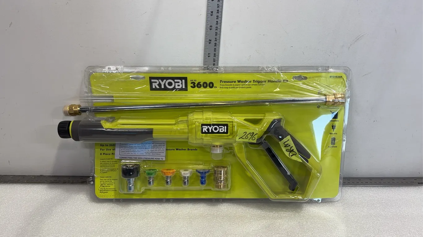 Ryobi Pressure Wash Trigger Handle Kit, up to 3600 PSI, Approx. 8 pce 20"x7"x3" *Unreserved*