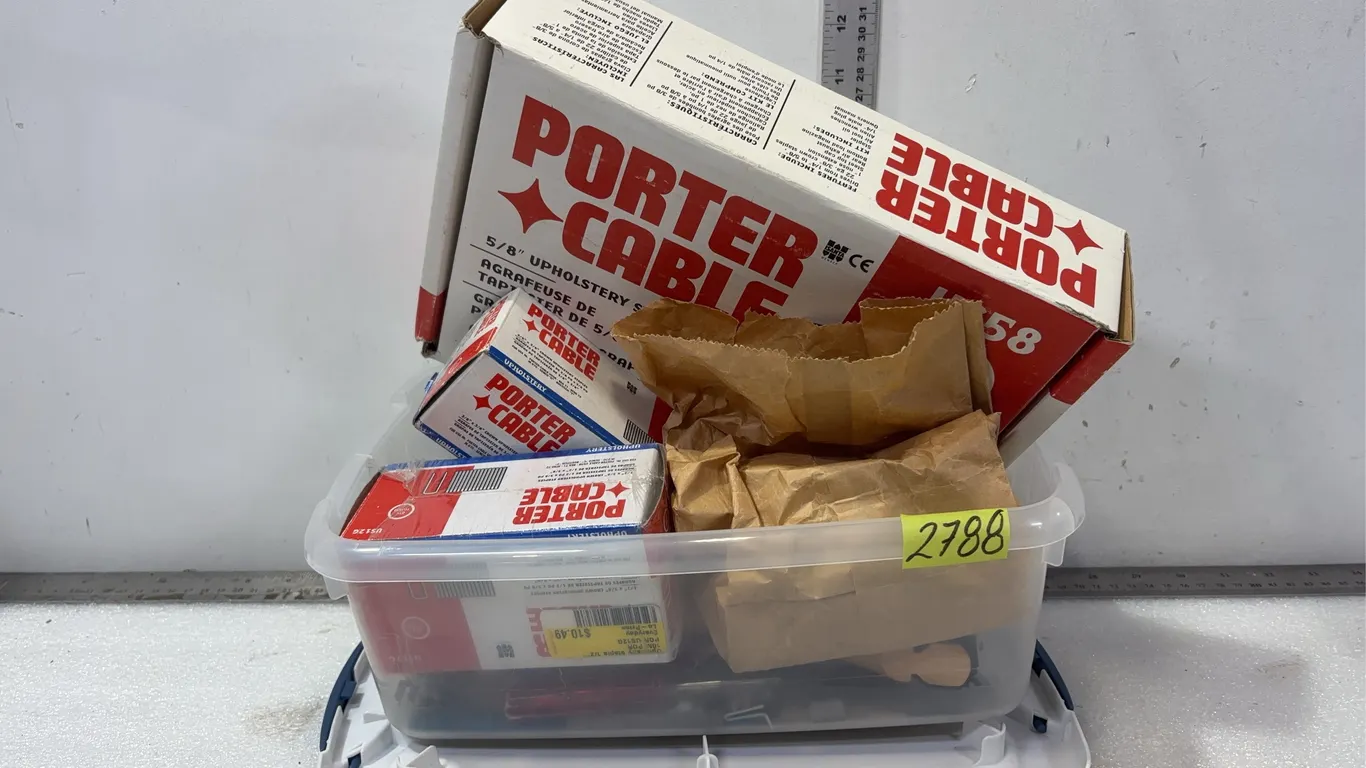 Porter Cable Upholstery Stapler, with Boxes of Upholstery Staples, Bag of Upholstery Staples, *Unreserved*