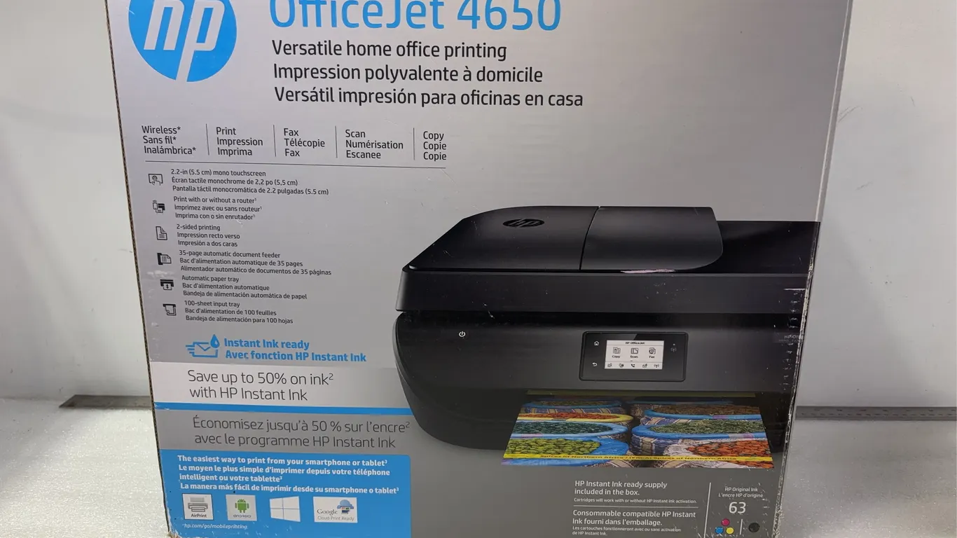 OfficeJet Model 4650 Printer with Assorted Wires and Printer Cartridges *Unreserved*