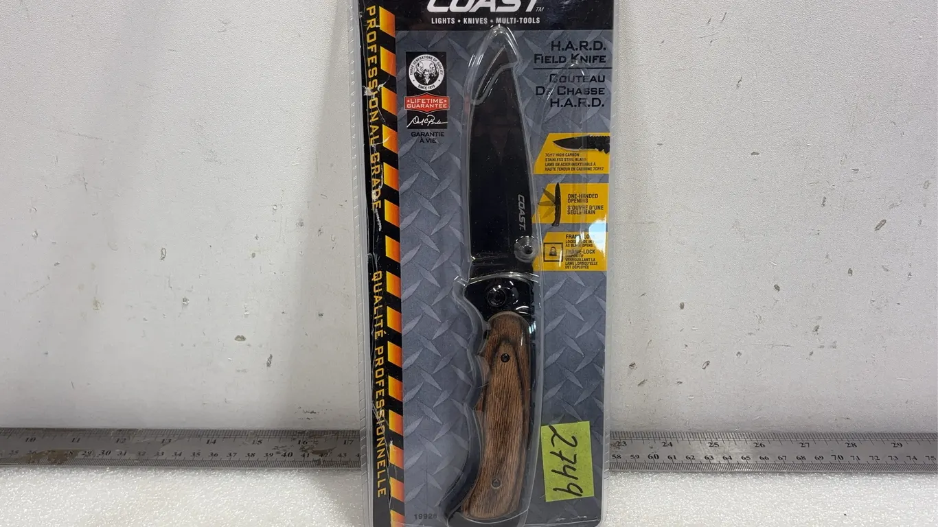 Coast Brand H.A.R.D. Field Folding Knife, Frame Lock, 7Cr17 Stainless Steel, Approx. 4" Blade Length 5" Closed *Unreserved*